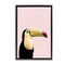 Stupell Industries Pastel Toucan on Pink Framed Floater Canvas Wall Art Design by Sisi and Seb